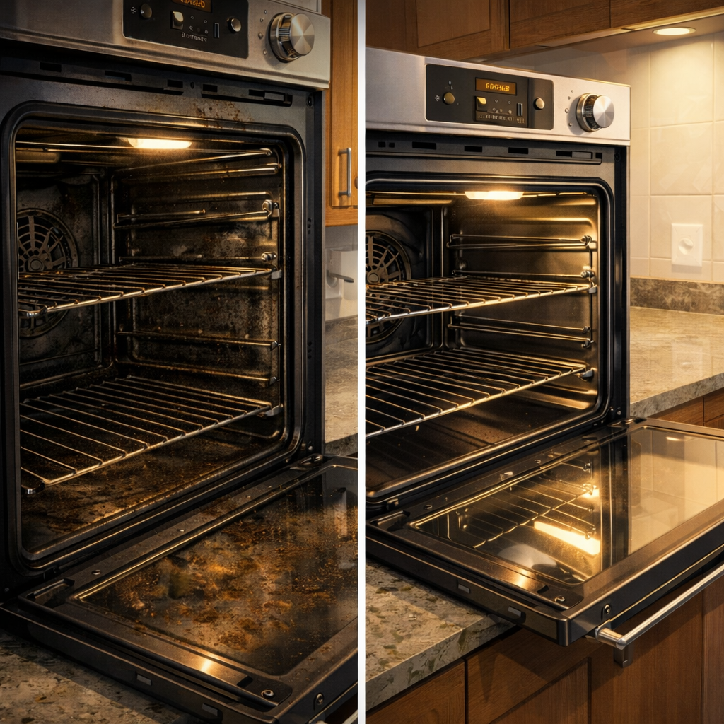 A professionally cleaned oven interior